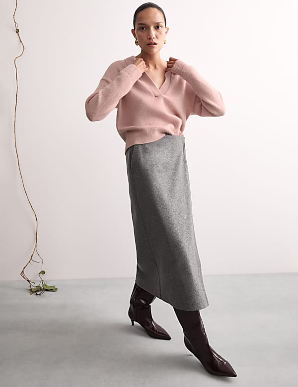 Pull en mohair m&eacute;lang&eacute; &agrave; col en V - CA