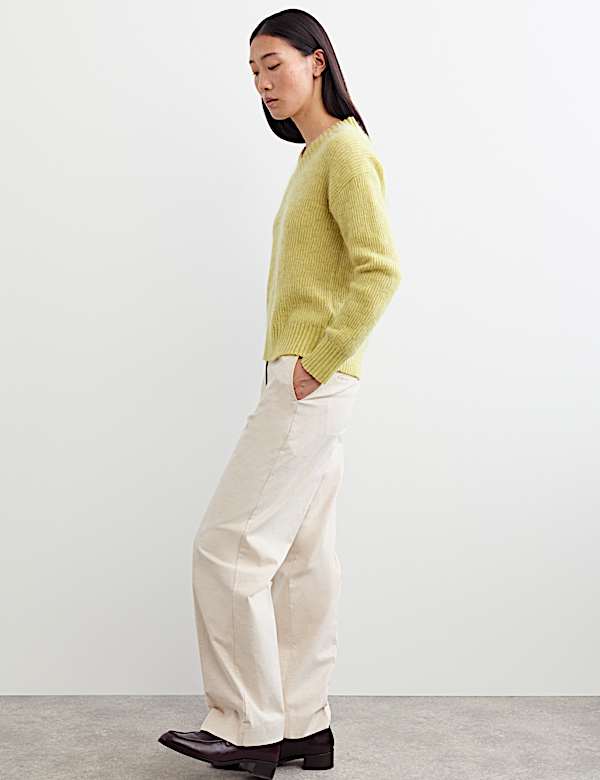 Mohair and Wool Blend V-Neck Textured Jumper - CA
