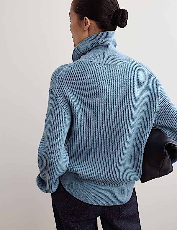 Jersey de cuello vuelto 100 % lana merina - ES