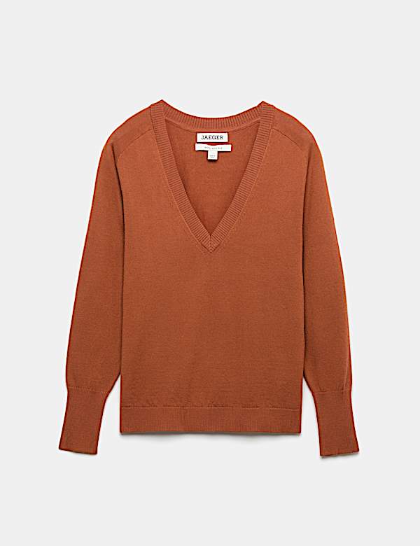Pull en laine m&eacute;rinos avec soie &agrave; col en V - CH