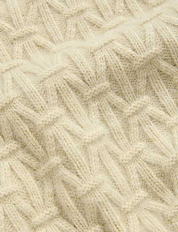 Alpaca Blend Cable Knit V-Neck Jumper with Cashmere - AU