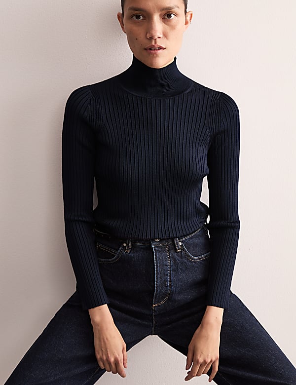 Ribbed Roll Neck Jumper - GR