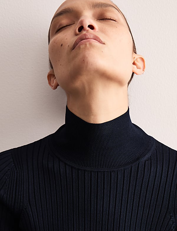 Ribbed Roll Neck Jumper - GR