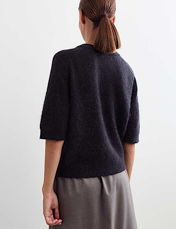Pull en laine m&eacute;lang&eacute;e c&ocirc;tel&eacute;e &agrave; d&eacute;tail boutons - BE