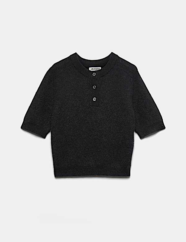 Pull en laine m&eacute;lang&eacute;e c&ocirc;tel&eacute;e &agrave; d&eacute;tail boutons - BE