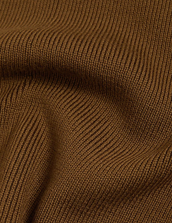 Pure Merino Wool Ribbed Funnel Neck Jumper - BE