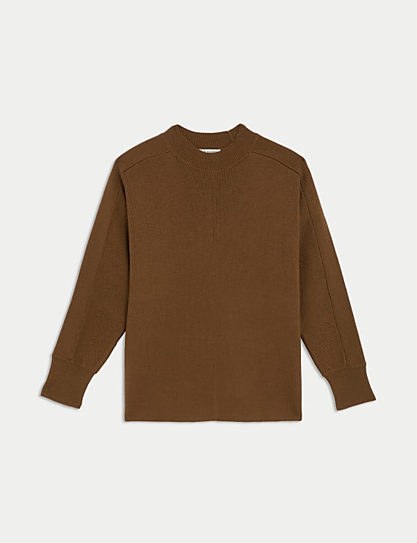 Pure Merino Wool Ribbed Funnel Neck Jumper - BE