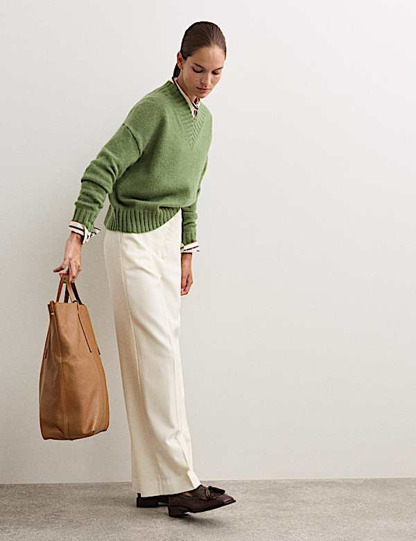 Pull en mohair mélangé à col en V - FR