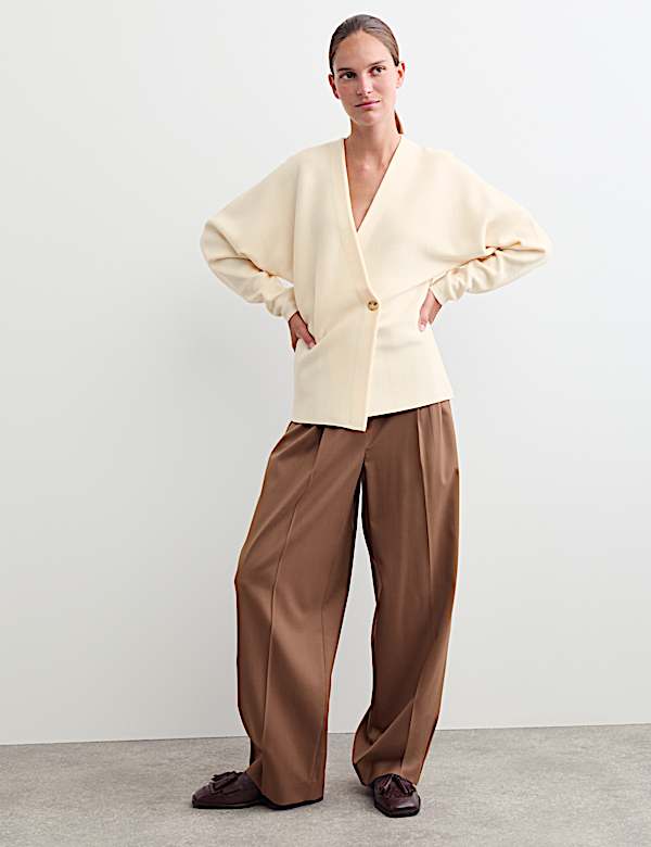 Cardigan crois&eacute; 100 % laine m&eacute;rinos - BE