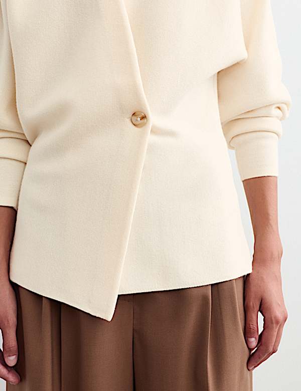 Cardigan crois&eacute; 100 % laine m&eacute;rinos - BE