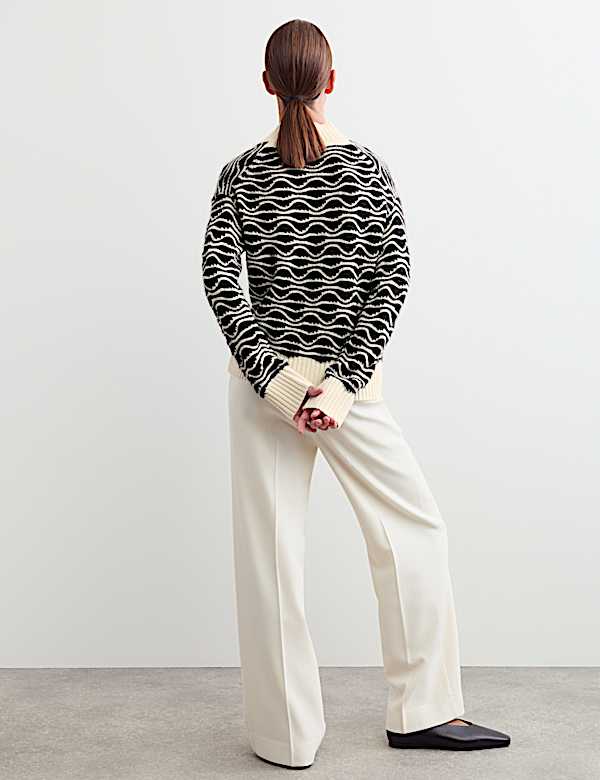 Wool Rich Textured V-Neck Jumper - CH