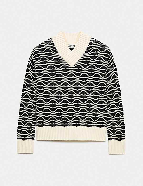 Wool Rich Textured V-Neck Jumper - CH
