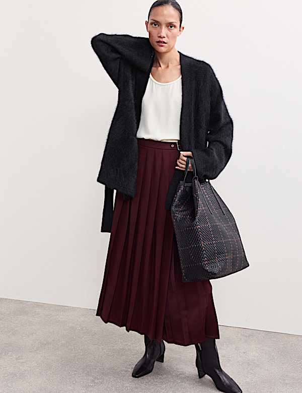 Cardigan croisé en cachemire peigné avec ceinture - FR