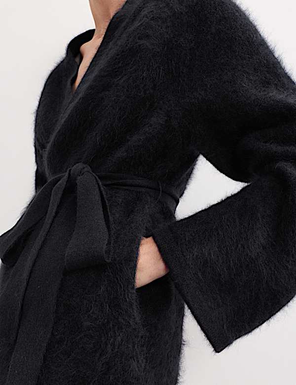 Cardigan croisé en cachemire peigné avec ceinture - FR