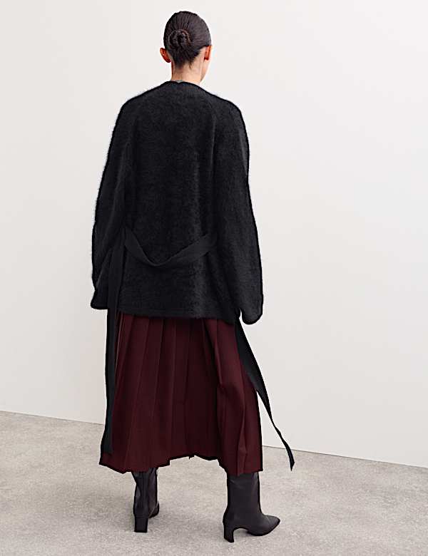 Cardigan croisé en cachemire peigné avec ceinture - FR