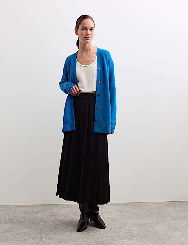 Mohair Blend V-Neck Relaxed Cardigan - FR