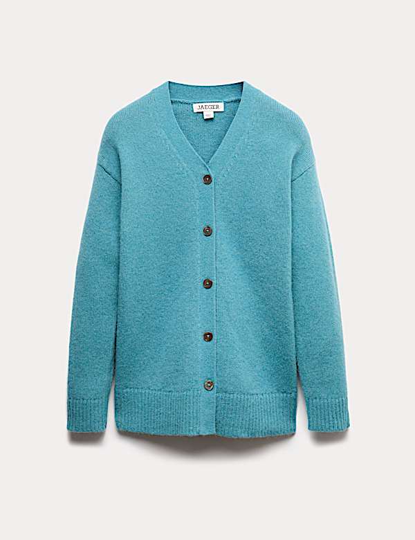 Ζακέτα με χαλαρή εφαρμογή και λαιμόκοψη V από σύμμεικτο μοχέρ - GR