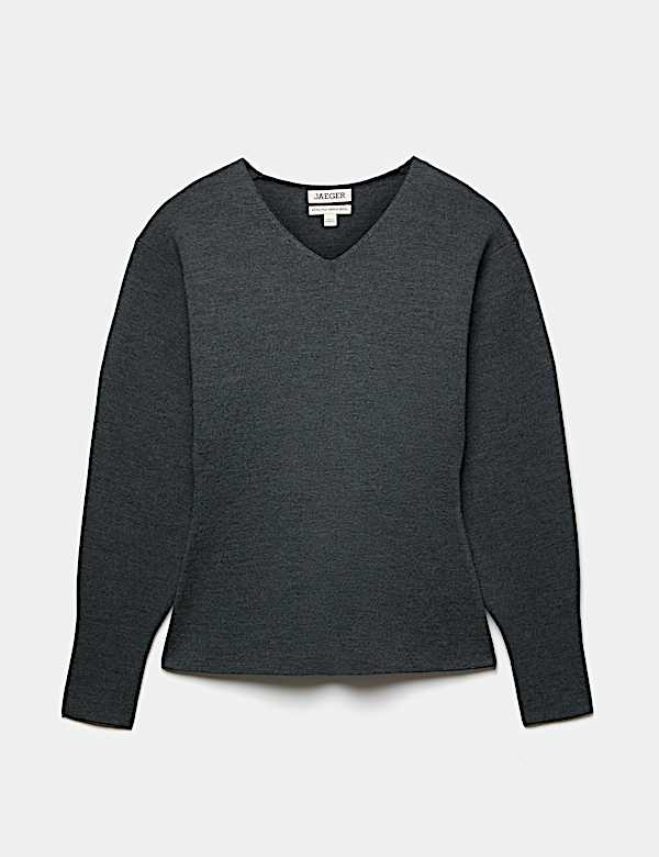 Pure Merino Wool V-Neck Fitted Jumper - BN