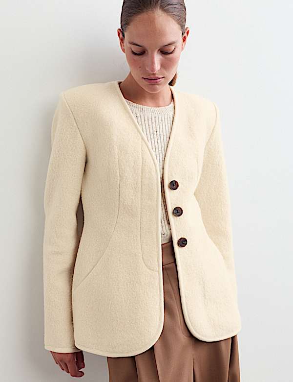 Pure Wool Waisted Slim Fit Jacket - AU