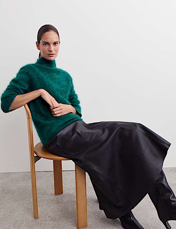 Pure Brushed Cashmere Funnel Neck Jumper - CA