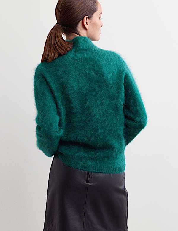 Pure Brushed Cashmere Funnel Neck Jumper - CA