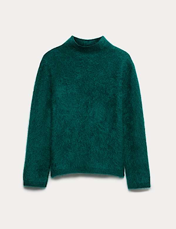 Pure Brushed Cashmere Funnel Neck Jumper - CA