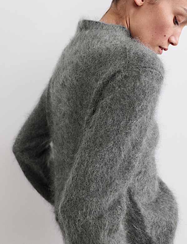 Pull 100 % cachemire bross&eacute; &agrave; col chemin&eacute;e - FR