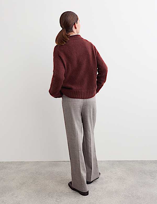 Mohair Wool Blend Funnel Neck Jumper - CA