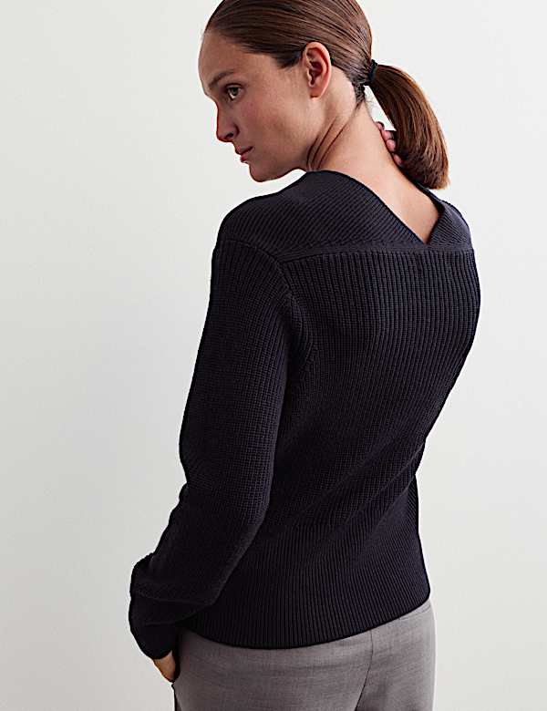 Pure Merino Wool Textured Notch Neck Jumper - NZ