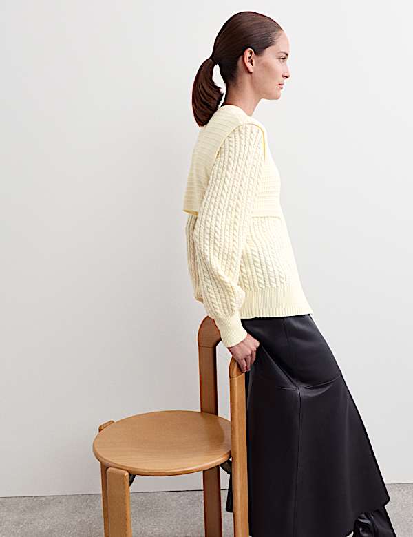 Cárdigan 100% lana de merino de punto trenzado - ES