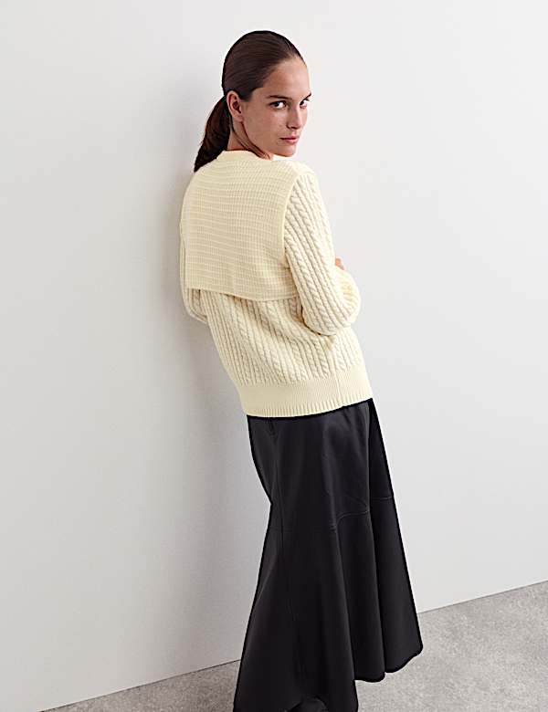 Cárdigan 100% lana de merino de punto trenzado - ES