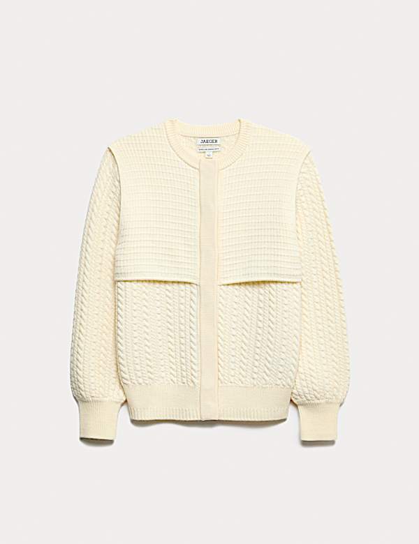 Cárdigan 100% lana de merino de punto trenzado - ES