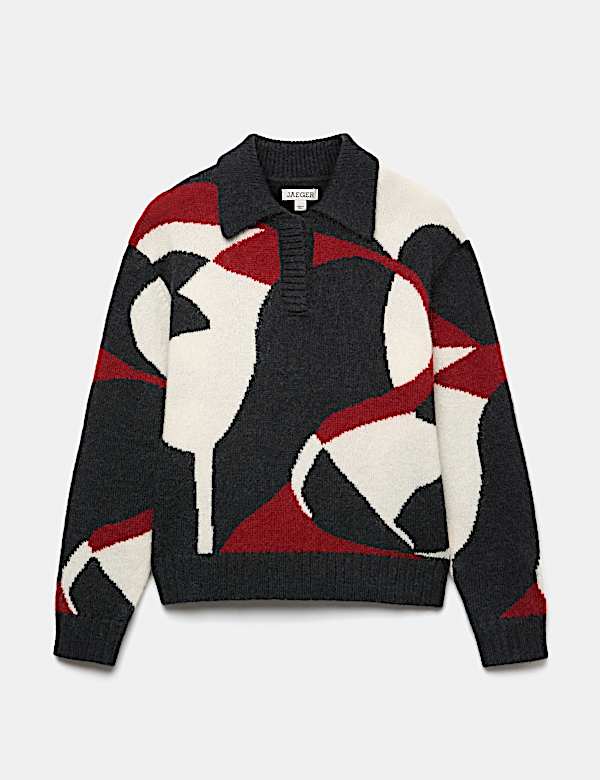 Mohair and Wool Blend Jacquard Polo Jumper - CA
