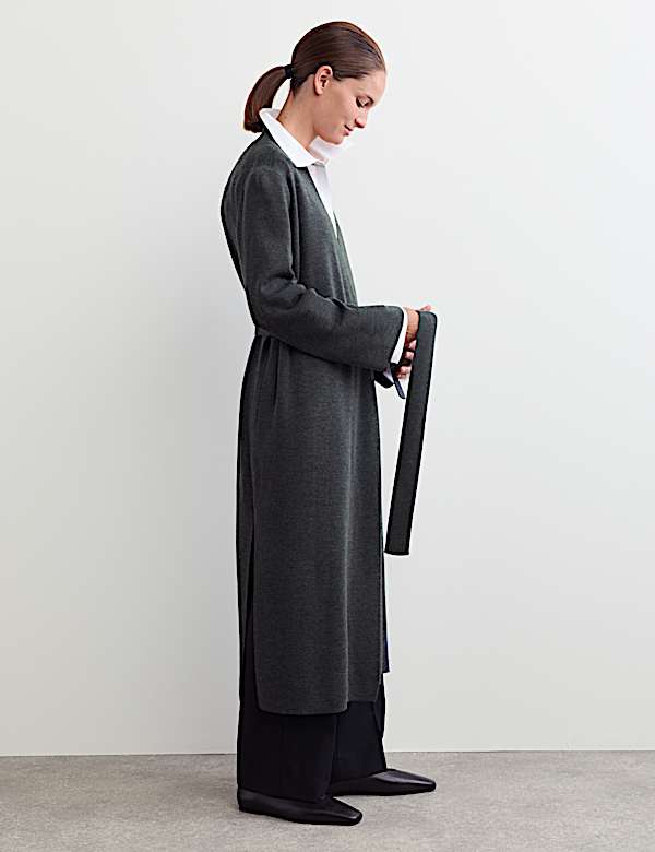 Pure Merino Wool V-Neck Longline Cardigan - NL