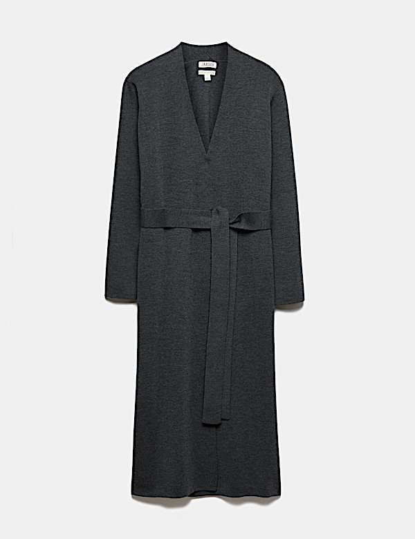 Pure Merino Wool V-Neck Longline Cardigan - NL