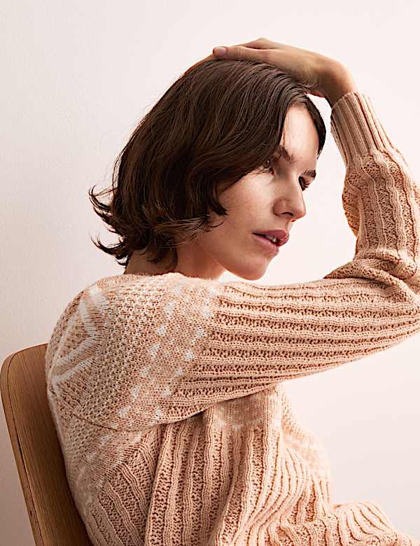 Pure Lambswool Fair Isle Funnel Neck Jumper - AU