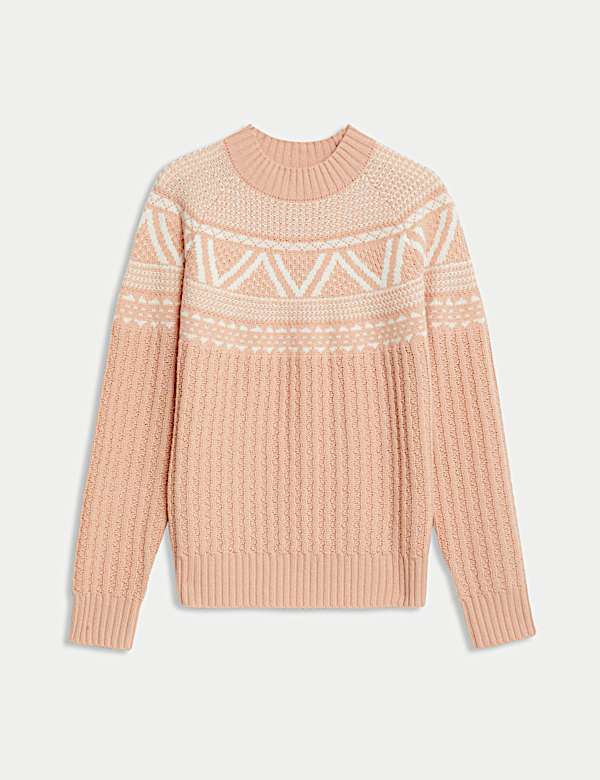 Pure Lambswool Fair Isle Funnel Neck Jumper - AU