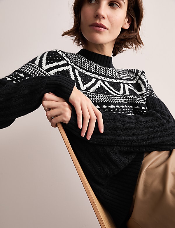 Su&eacute;ter de cuello chimenea Fair Isle 100% lana Lambswool - ES