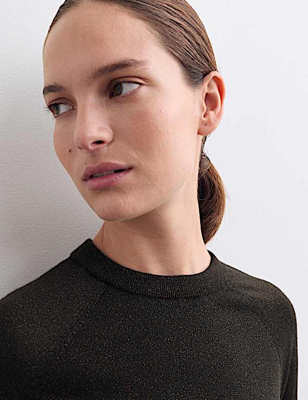 Μεταλλιζέ πουλόβερ σε χαλαρή γραμμή με υψηλή περιεκτικότητα σε μαλλί Merino - GR