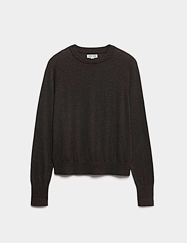 Μεταλλιζέ πουλόβερ σε χαλαρή γραμμή με υψηλή περιεκτικότητα σε μαλλί Merino - GR