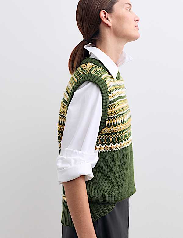 Zuiver wollen tanktop met Fair Isle-motief - NL