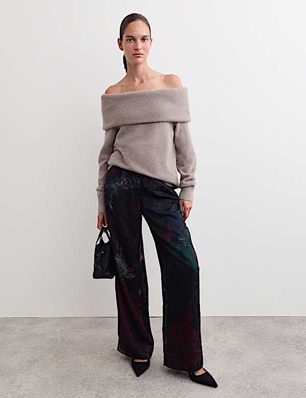 Mohair Blend Off The Shoulder Jumper - AU