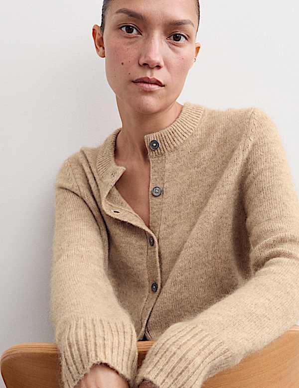 Mohair & Wool Blend Textured Cardigan - GR
