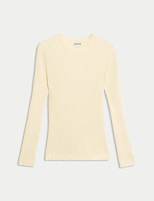 Cotton Rich Pointelle Fitted Knitted Top - AU