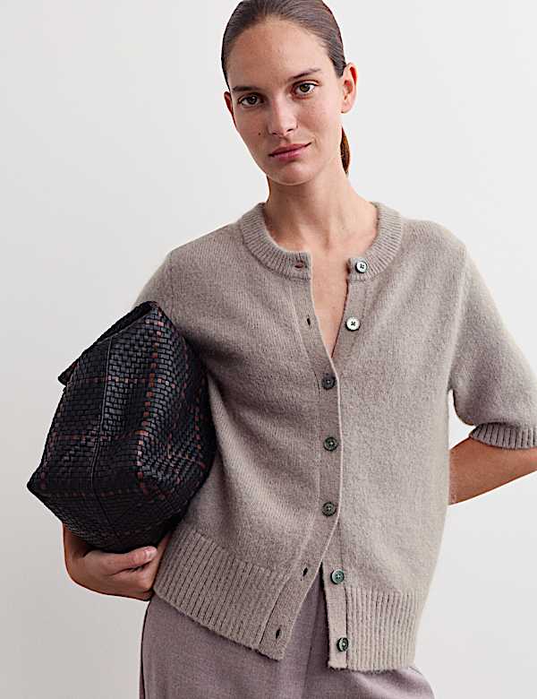 Cardigan en mohair mélangé à manches courtes - FR