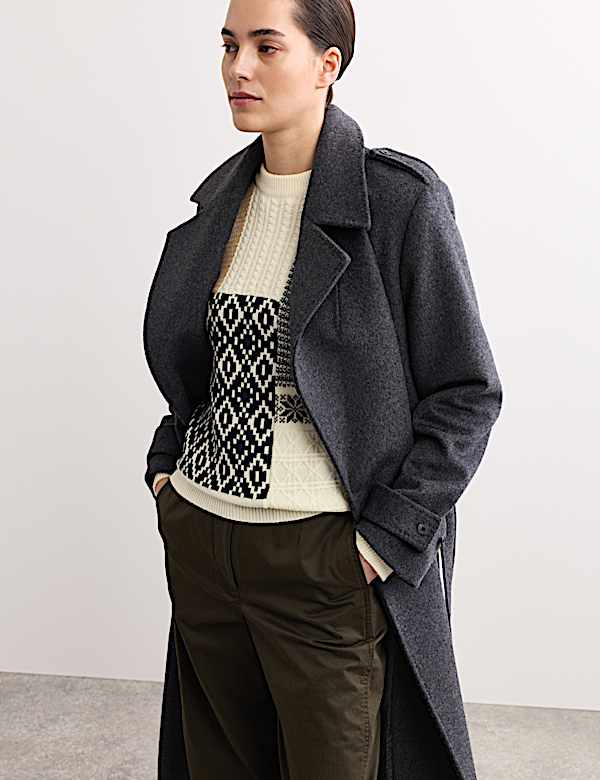 Pull &agrave; maille torsad&eacute;e en laine m&eacute;rinos et cachemire - CA