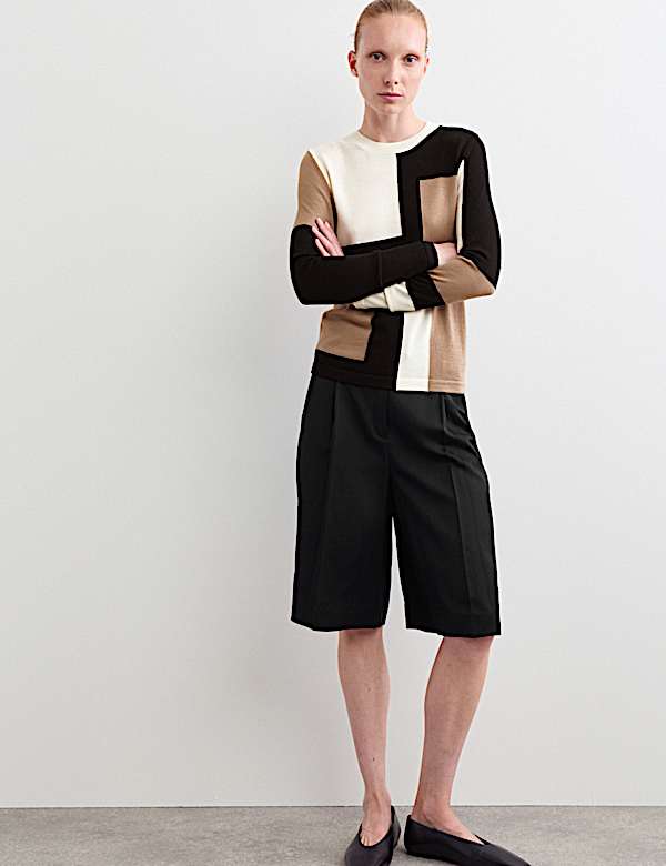 Pure Merino Wool Colour Block Jumper - CH