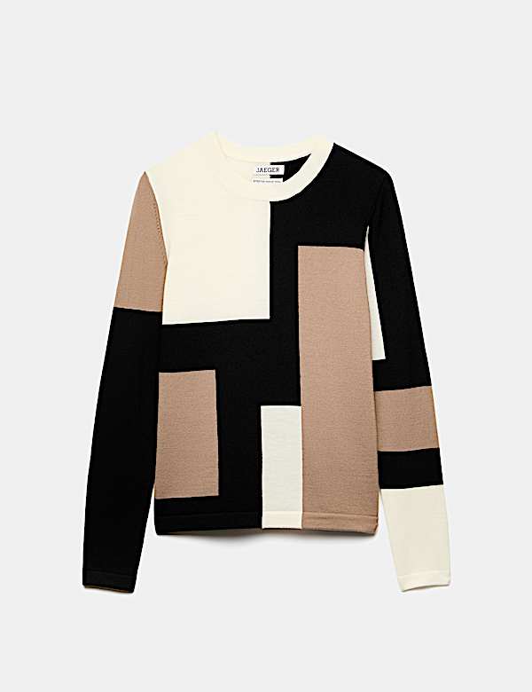 Pure Merino Wool Colour Block Jumper - CH