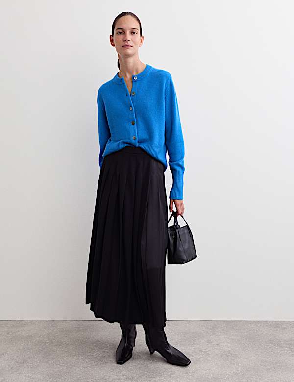 Pure Cashmere Round Neck Relaxed Cardigan - FR