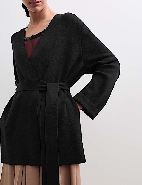 Pure Merino Wool Wrap Cardigan - NL